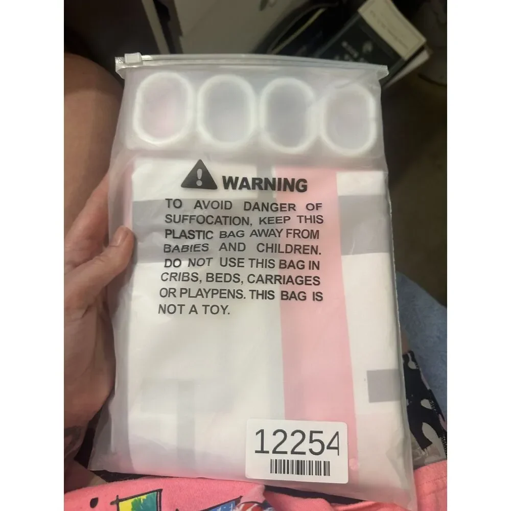 BTTN Pink Stall Fabric Shower Curtain 36x72 Geometric